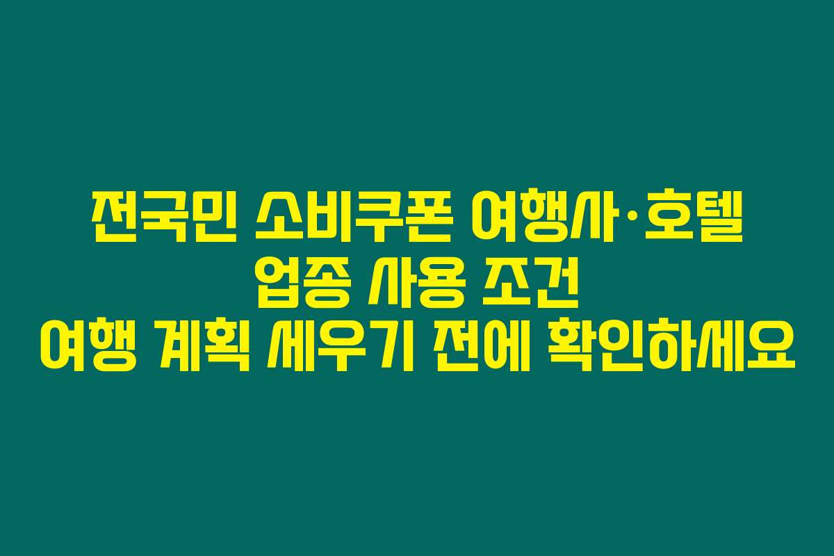 전국민 소비쿠폰 여행사·호텔 업종 사용 조건 여행 계획 세우기 전에 확인하세요