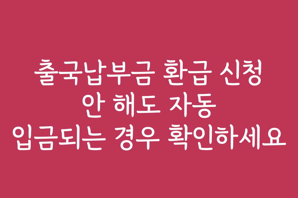출국납부금 환급 신청 안 해도 자동 입금되는 경우 확인하세요