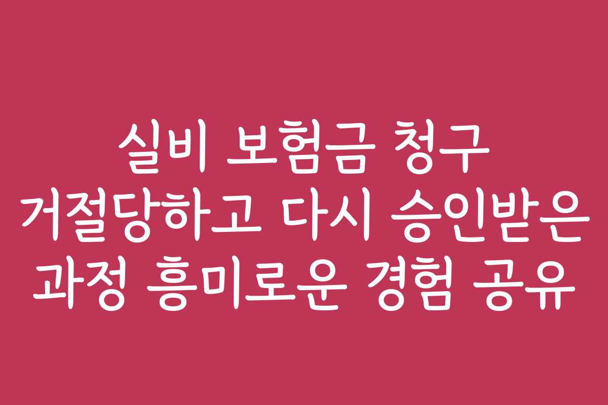 실비 보험금 청구 거절당하고 다시 승인받은 과정 흥미로운 경험 공유