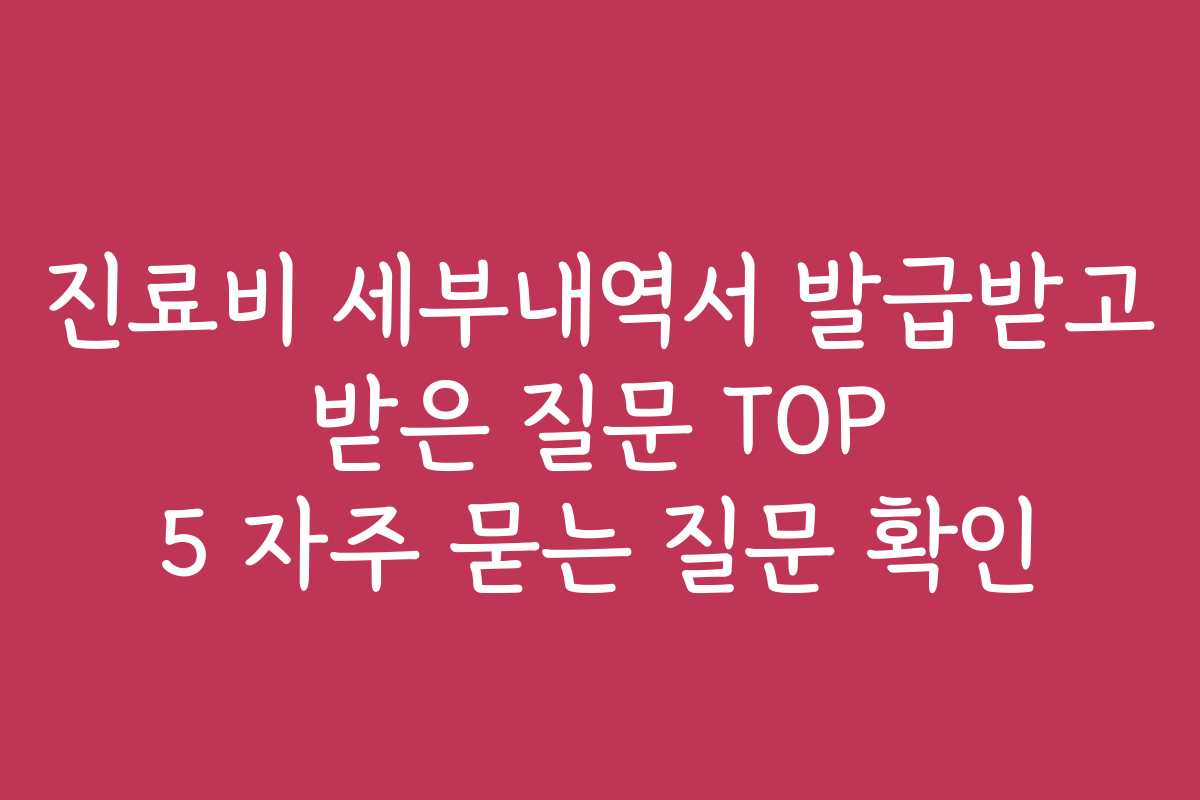 진료비 세부내역서 발급받고 받은 질문 TOP 5 자주 묻는 질문 확인