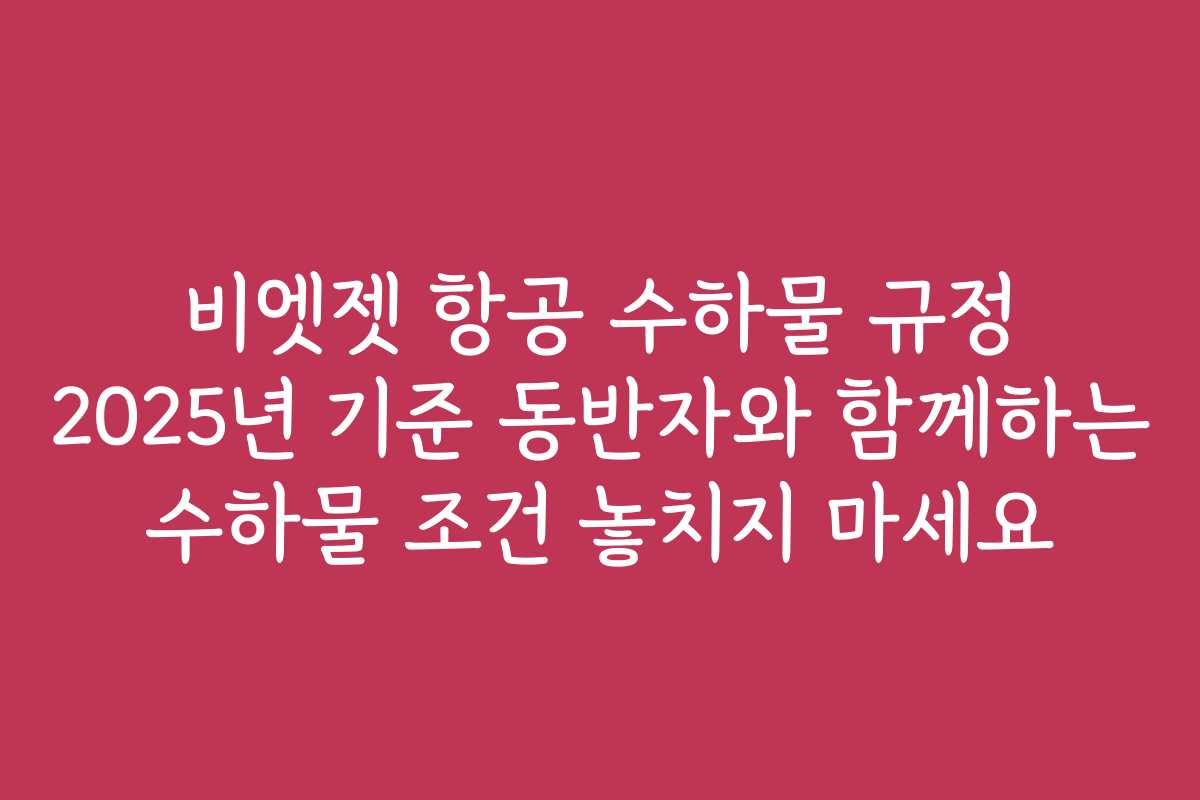 비엣젯 항공 수하물 규정 2025년 기준 동반자와 함께하는 수하물 조건 놓치지 마세요