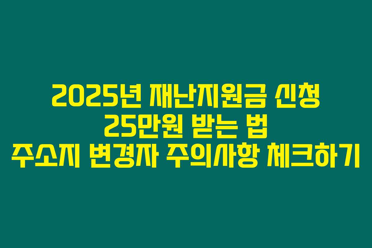 2025년 재난지원금 신청 25만원 받는 법 주소지 변경자 주의사항 체크하기