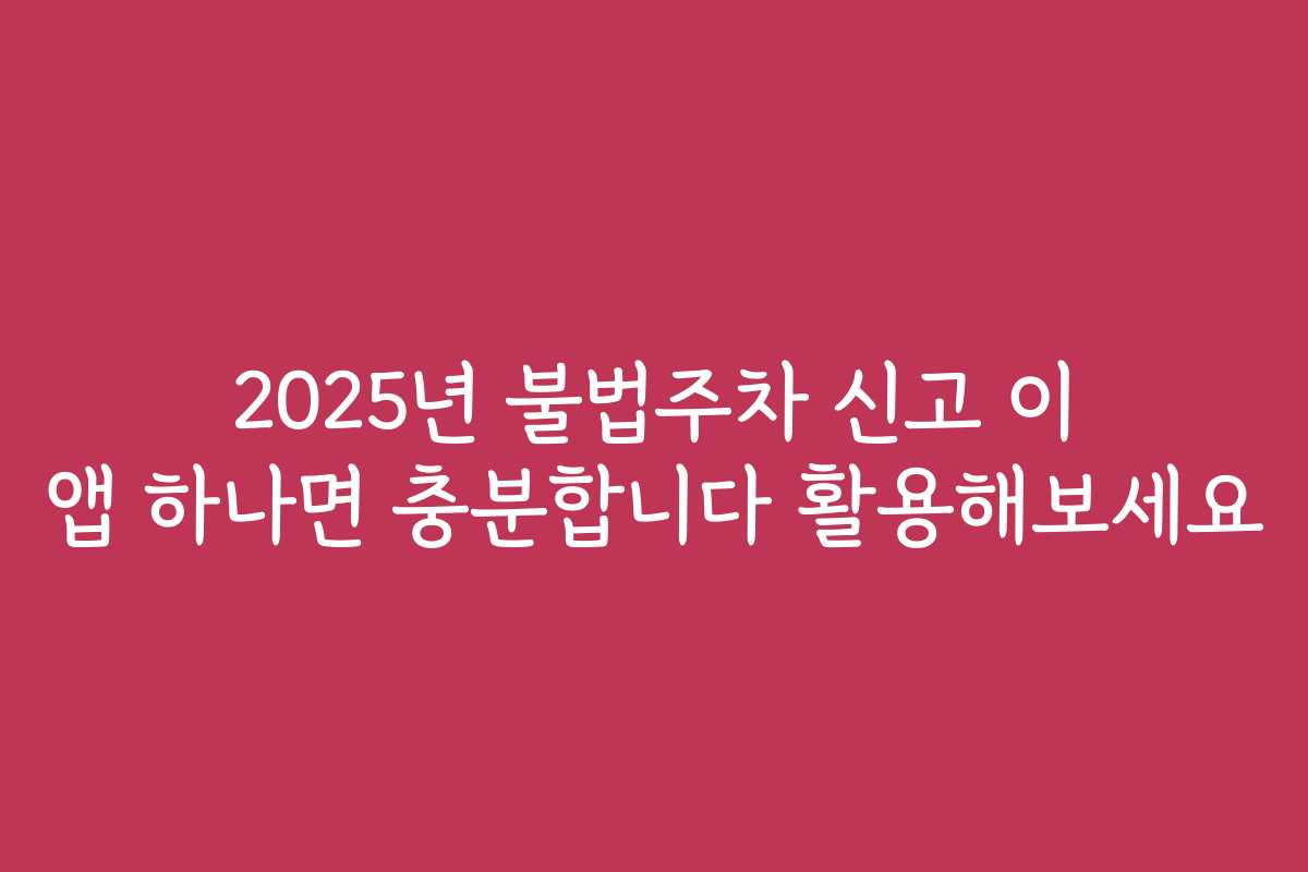 2025년 불법주차 신고 이 앱 하나면 충분합니다 활용해보세요