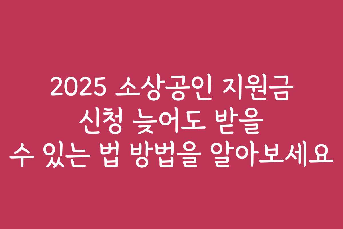 2025 소상공인 지원금 신청 늦어도 받을 수 있는 법 방법을 알아보세요