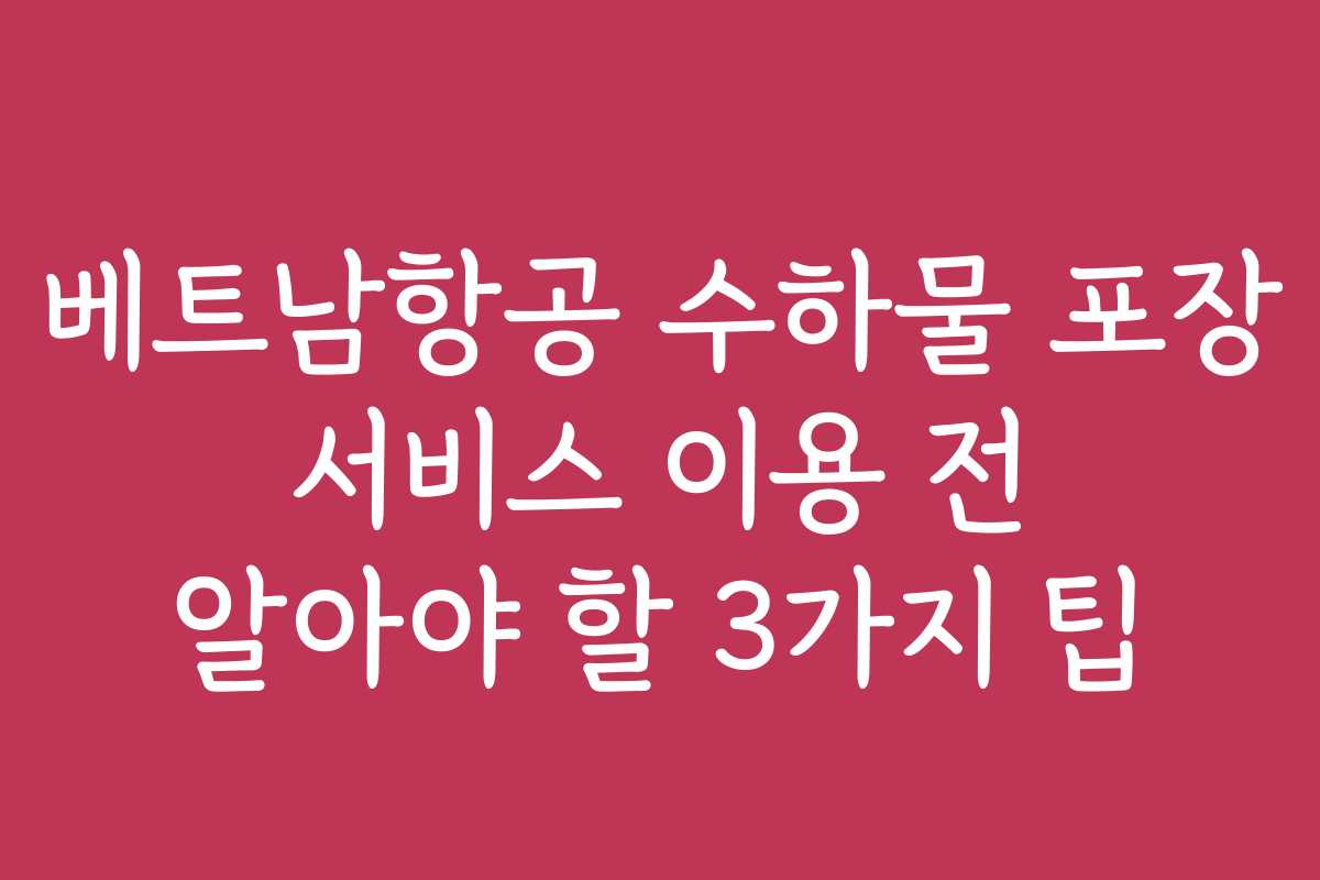 베트남항공 수하물 포장 서비스 이용 전 알아야 할 3가지 팁