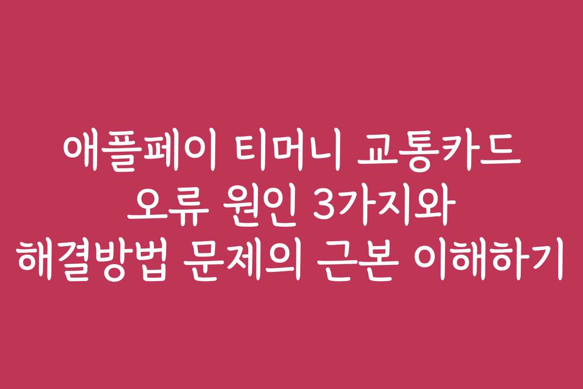애플페이 티머니 교통카드 오류 원인 3가지와 해결방법 문제의 근본 이해하기