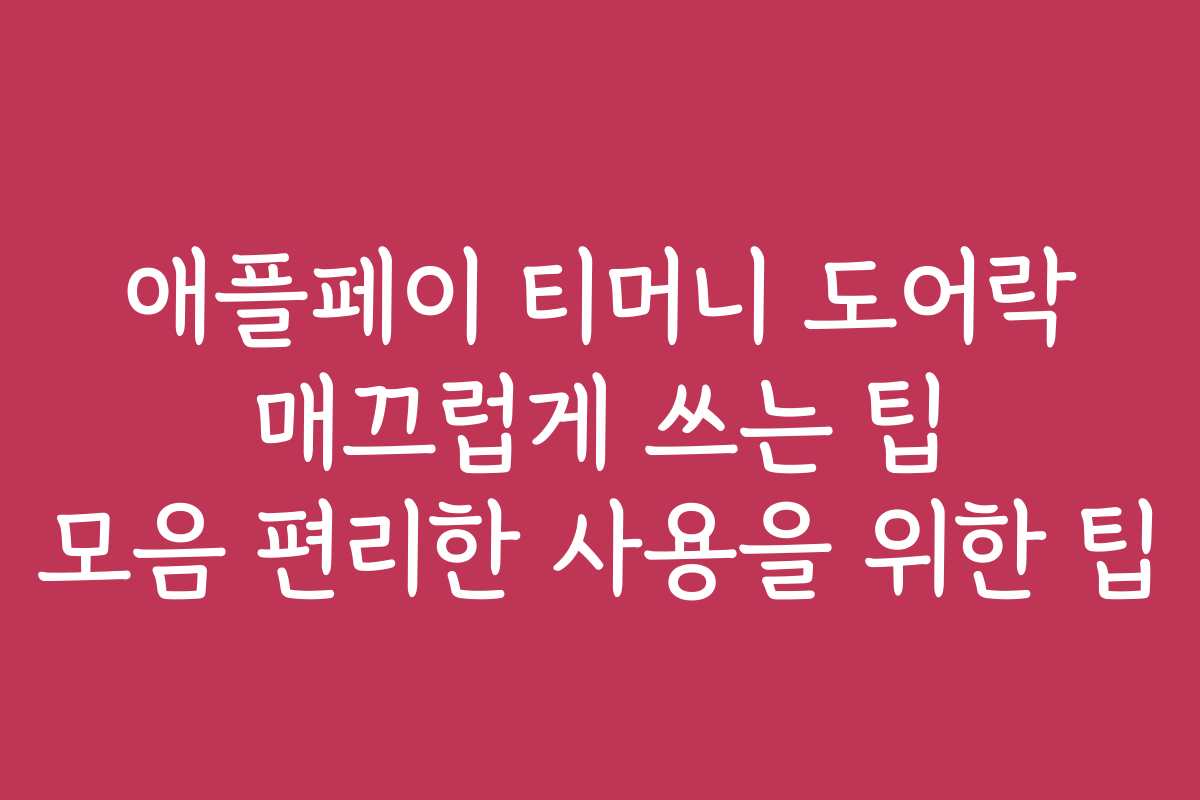애플페이 티머니 도어락 매끄럽게 쓰는 팁 모음 편리한 사용을 위한 팁