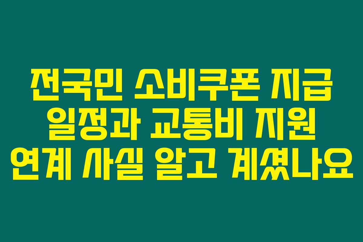 전국민 소비쿠폰 지급 일정과 교통비 지원 연계 사실 알고 계셨나요