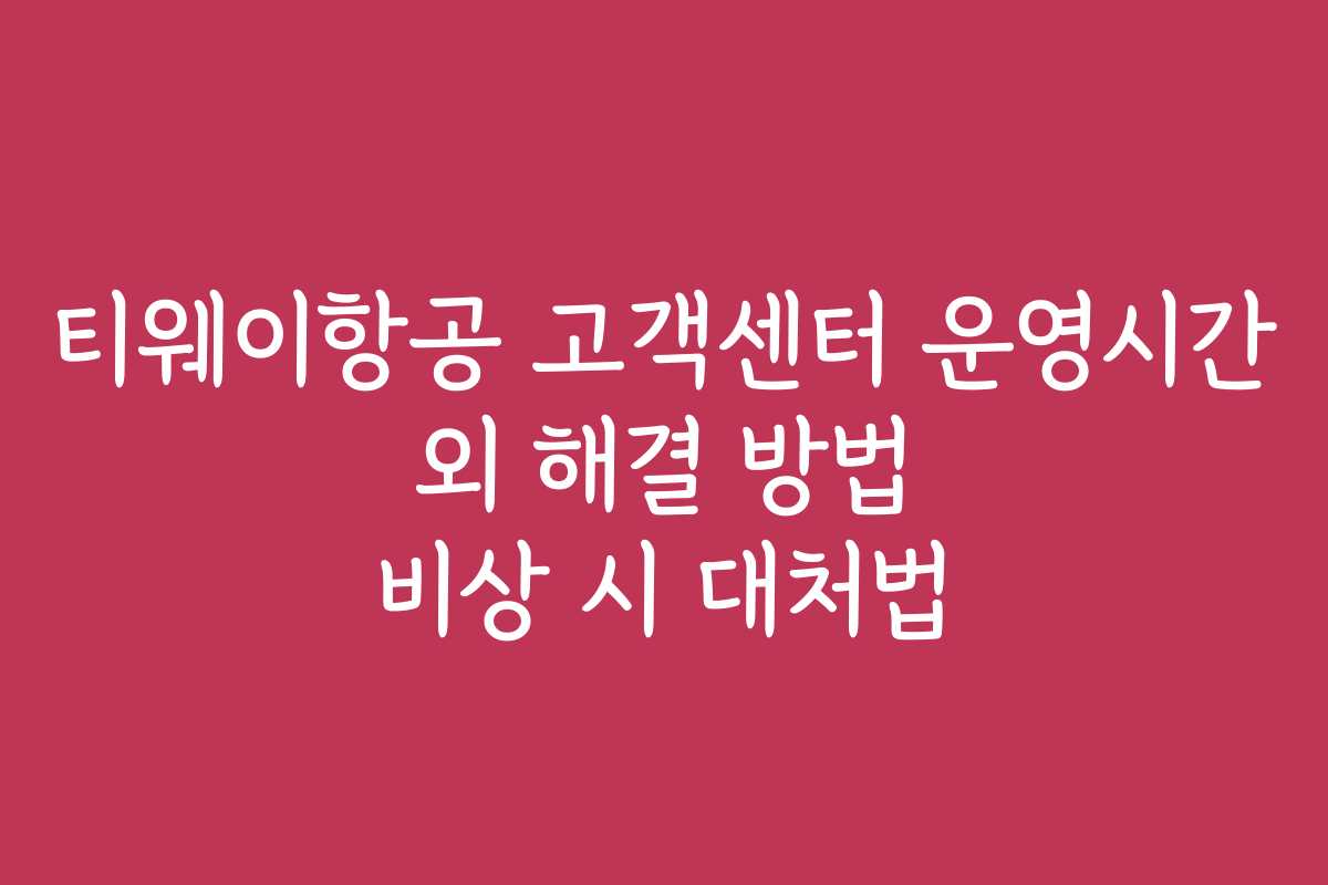 티웨이항공 고객센터 운영시간 외 해결 방법 비상 시 대처법