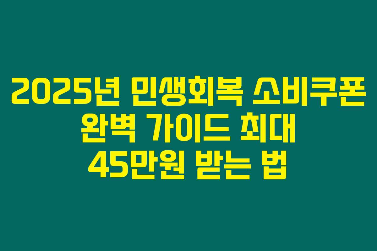 2025년 민생회복 소비쿠폰 완벽 가이드 최대 45만원 받는 법