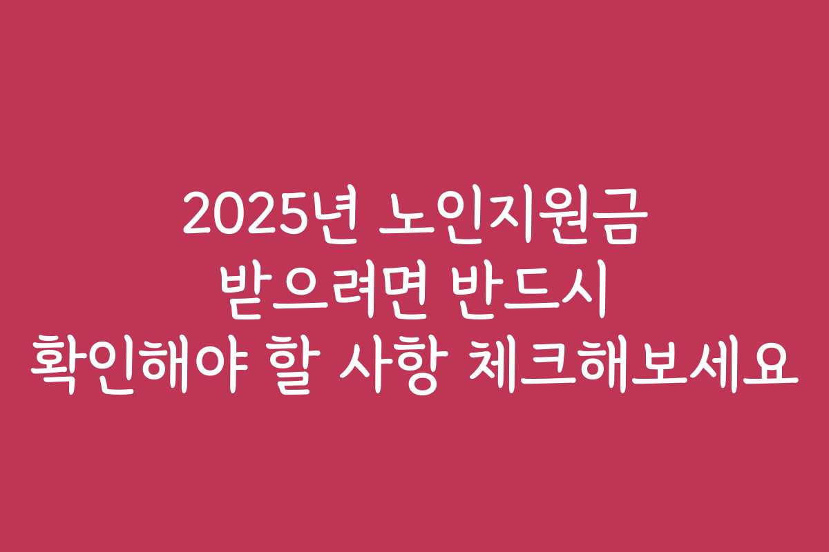 2025년 노인지원금 받으려면 반드시 확인해야 할 사항 체크해보세요