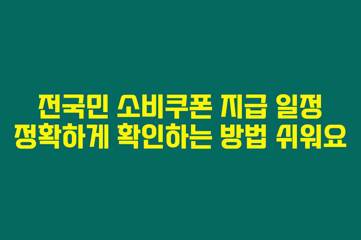 전국민 소비쿠폰 지급 일정 정확하게 확인하는 방법 쉬워요