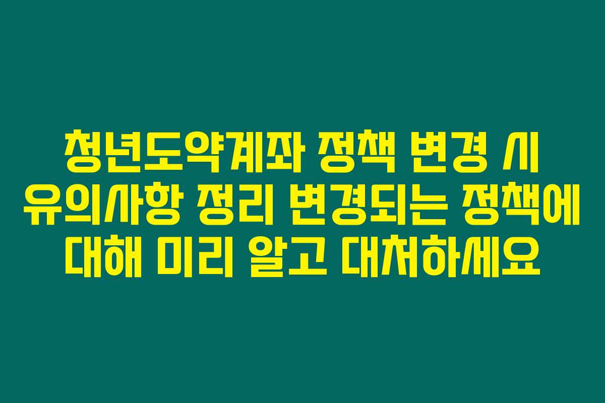 청년도약계좌 정책 변경 시 유의사항 정리 변경되는 정책에 대해 미리 알고 대처하세요