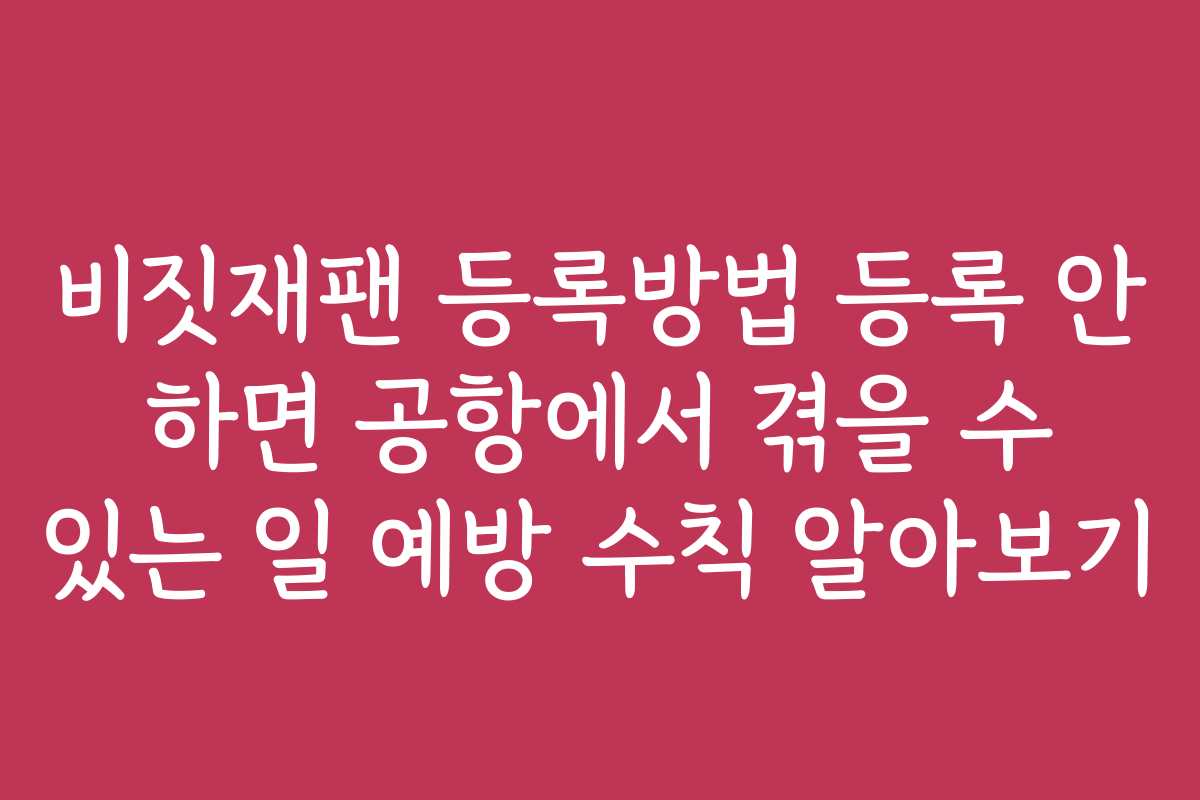비짓재팬 등록방법 등록 안 하면 공항에서 겪을 수 있는 일 예방 수칙 알아보기