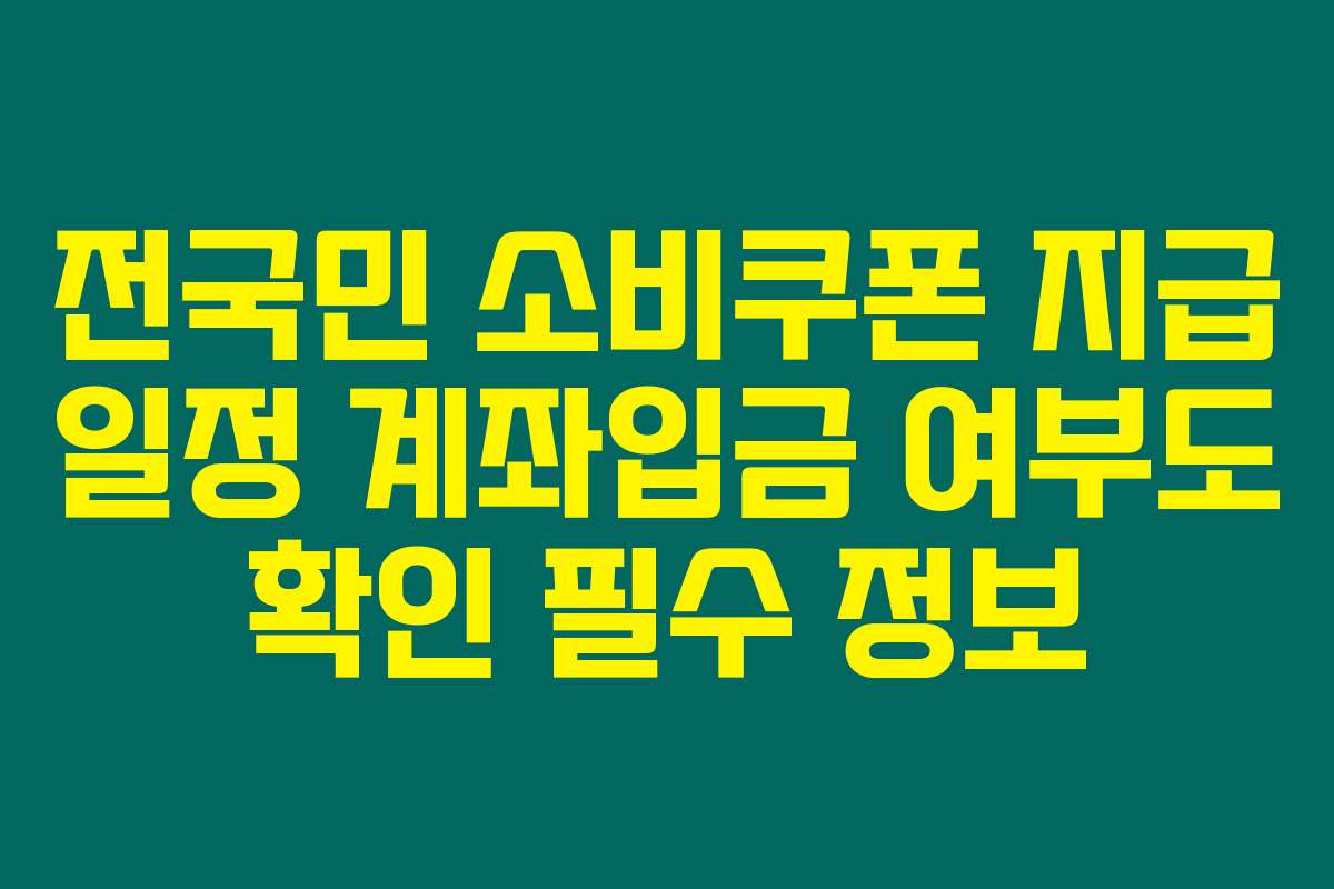 전국민 소비쿠폰 지급 일정 계좌입금 여부도 확인 필수 정보