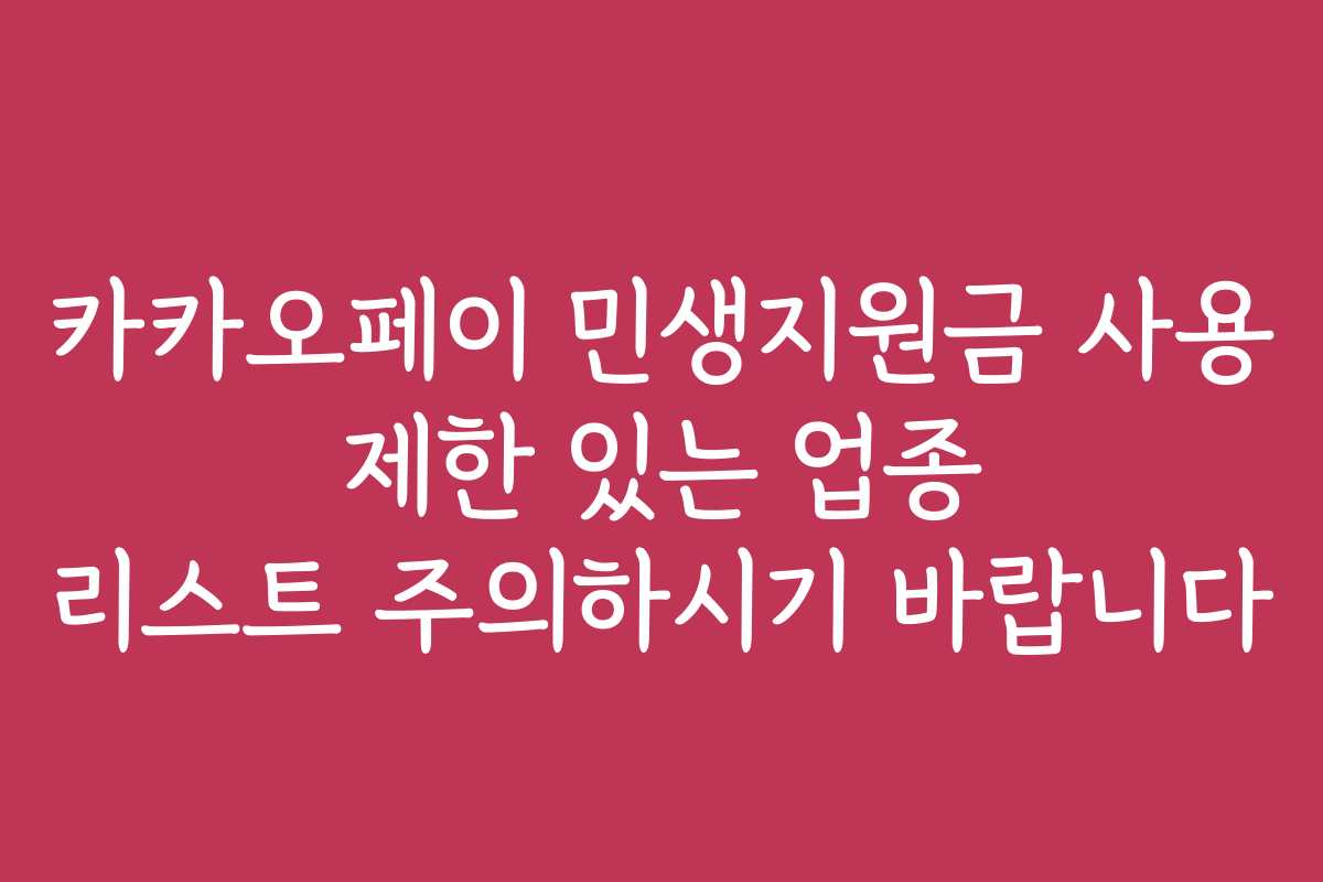 카카오페이 민생지원금 사용 제한 있는 업종 리스트 주의하시기 바랍니다