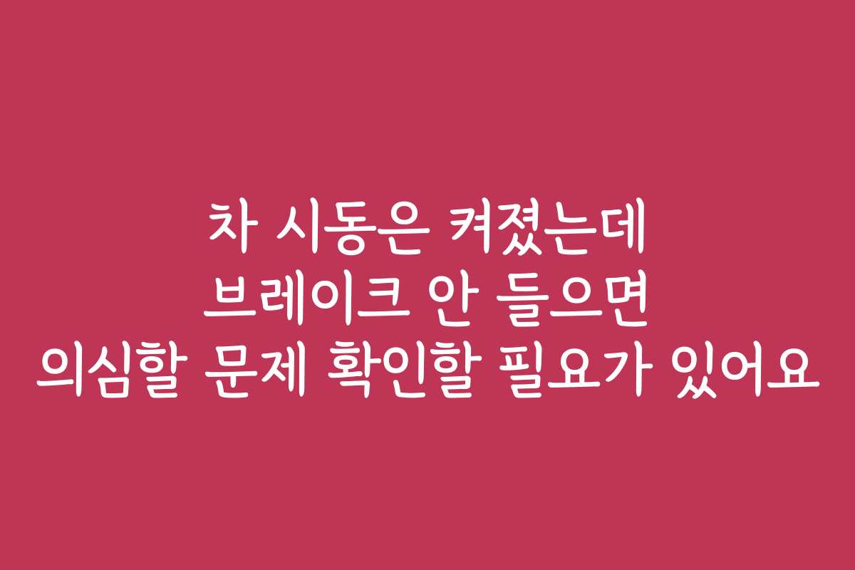 차 시동은 켜졌는데 브레이크 안 들으면 의심할 문제 확인할 필요가 있어요