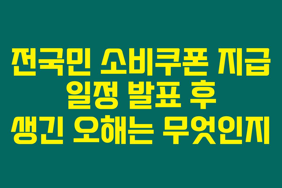 전국민 소비쿠폰 지급 일정 발표 후 생긴 오해는 무엇인지