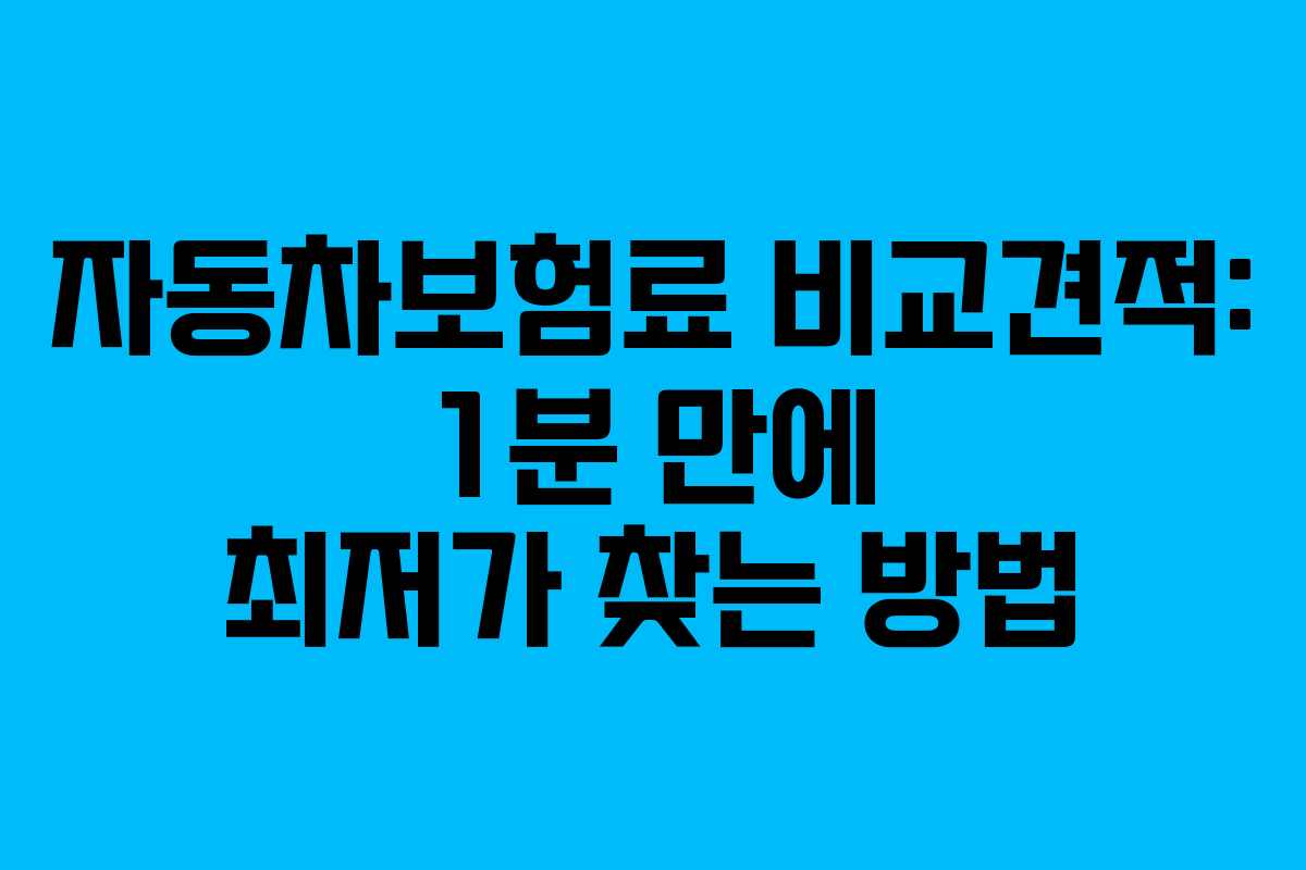 자동차보험료 비교견적: 1분 만에 최저가 찾는 방법