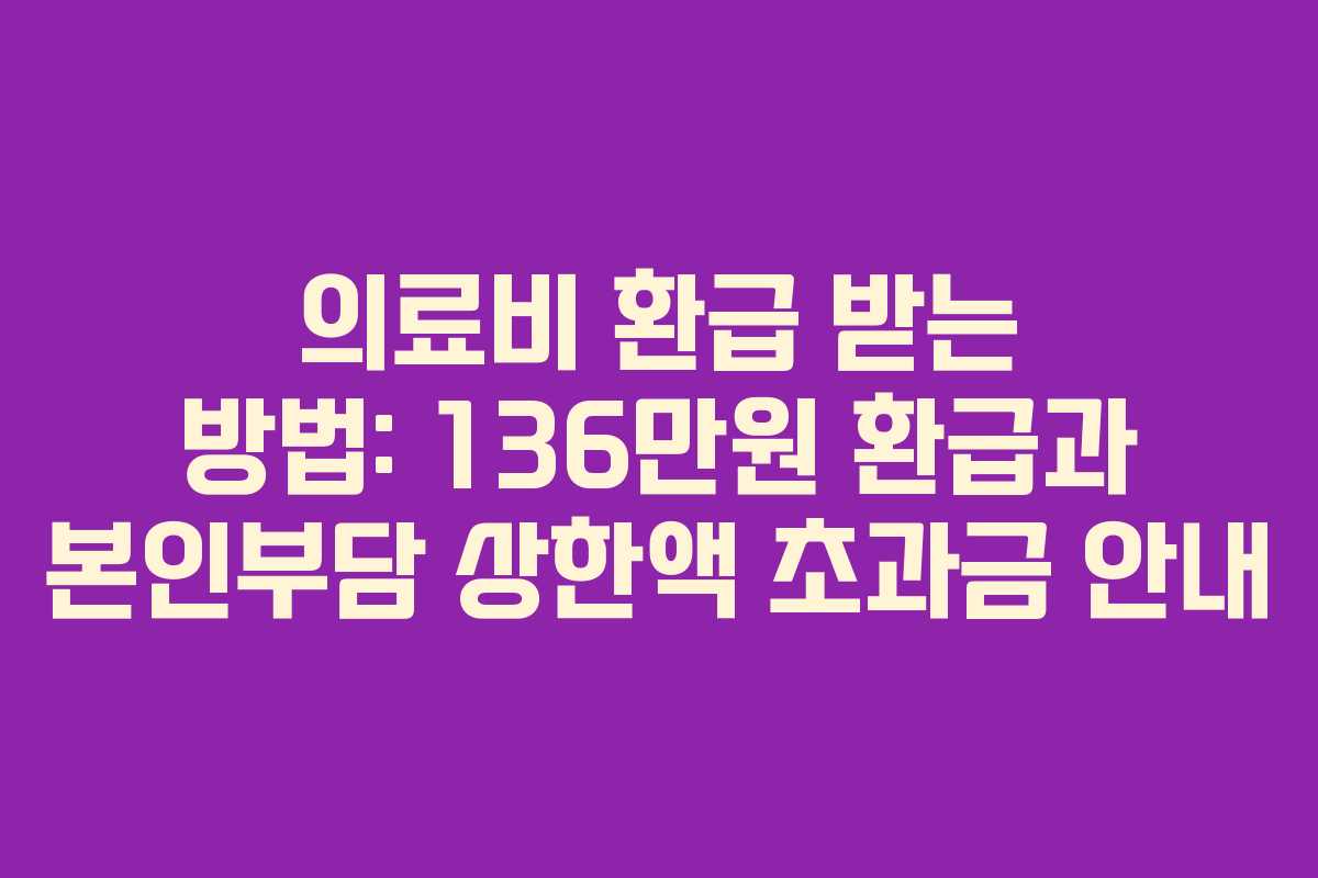 의료비 환급 받는 방법: 136만원 환급과 본인부담 상한액 초과금 안내