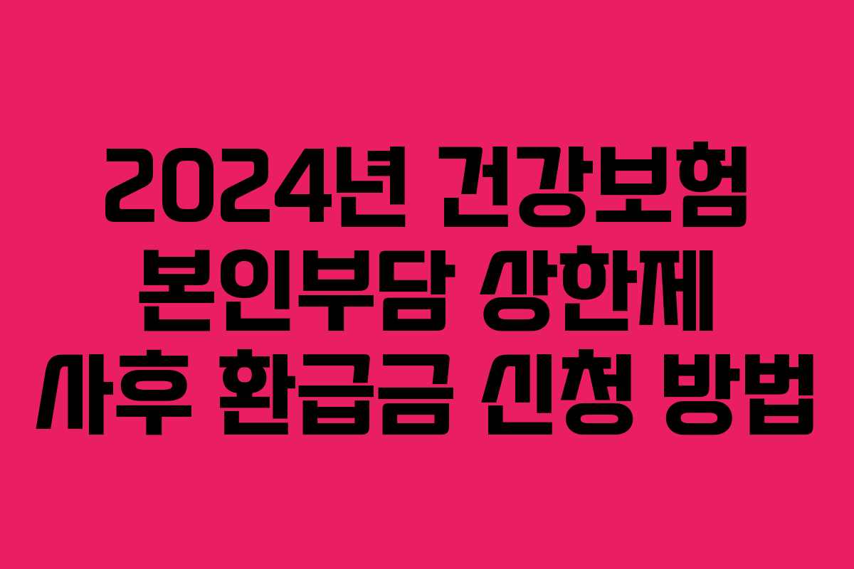 2024년 건강보험 본인부담 상한제 사후 환급금 신청 방법