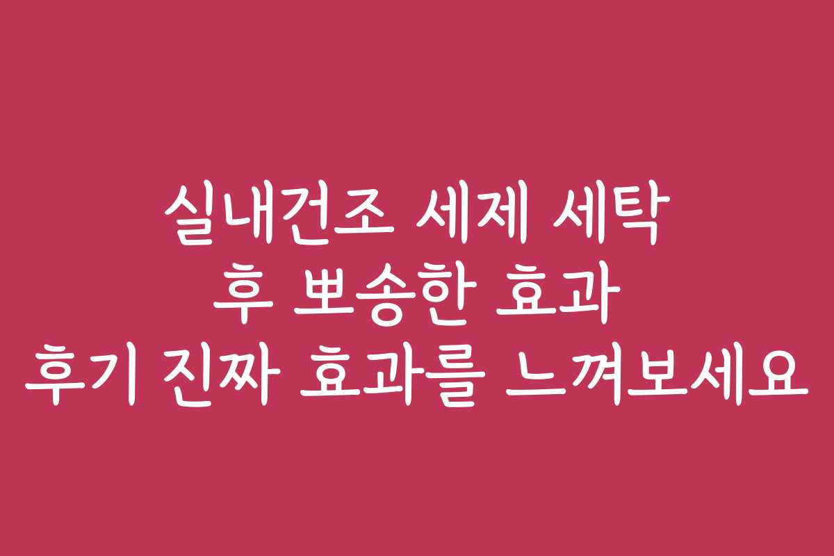 실내건조 세제 세탁 후 뽀송한 효과 후기 진짜 효과를 느껴보세요