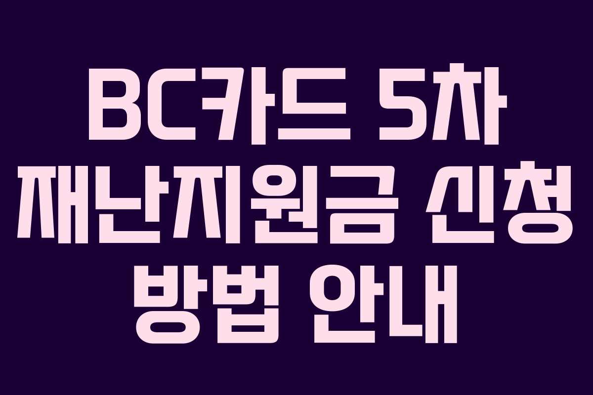 BC카드 5차 재난지원금 신청 방법 안내