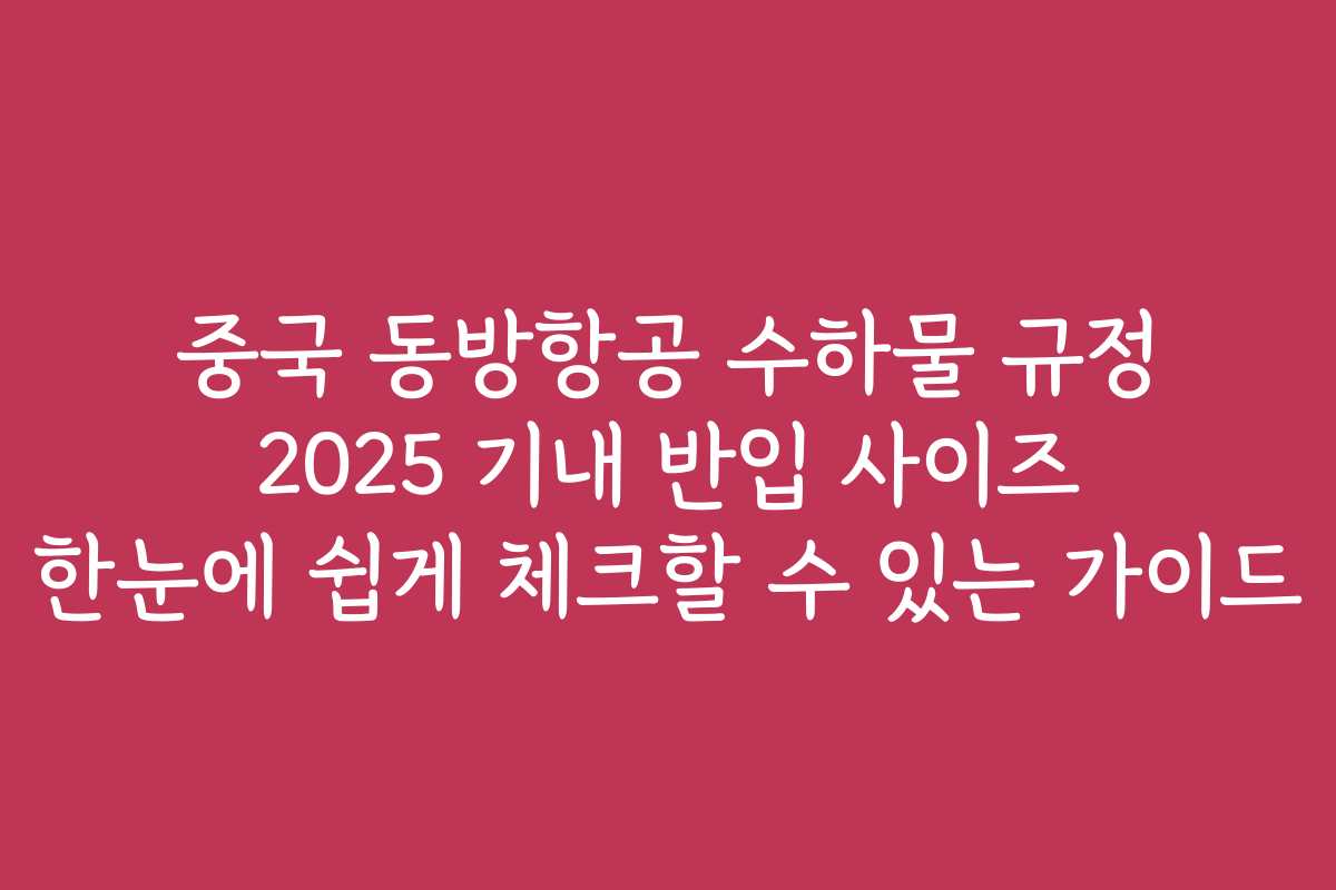 중국 동방항공 수하물 규정 2025 기내 반입 사이즈 한눈에 쉽게 체크할 수 있는 가이드