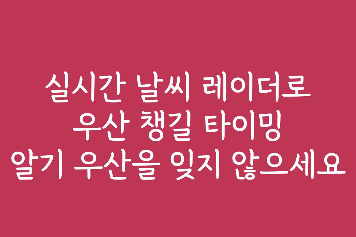 실시간 날씨 레이더로 우산 챙길 타이밍 알기 우산을 잊지 않으세요