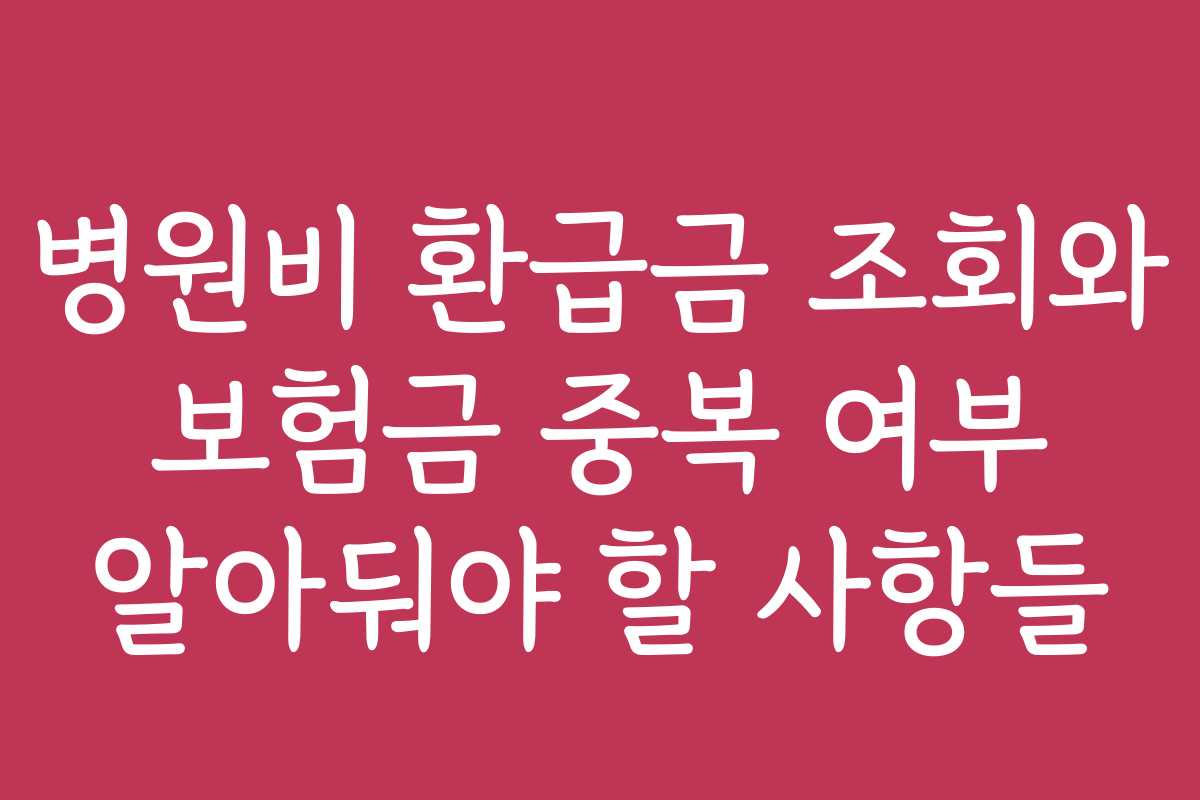 병원비 환급금 조회와 보험금 중복 여부 알아둬야 할 사항들