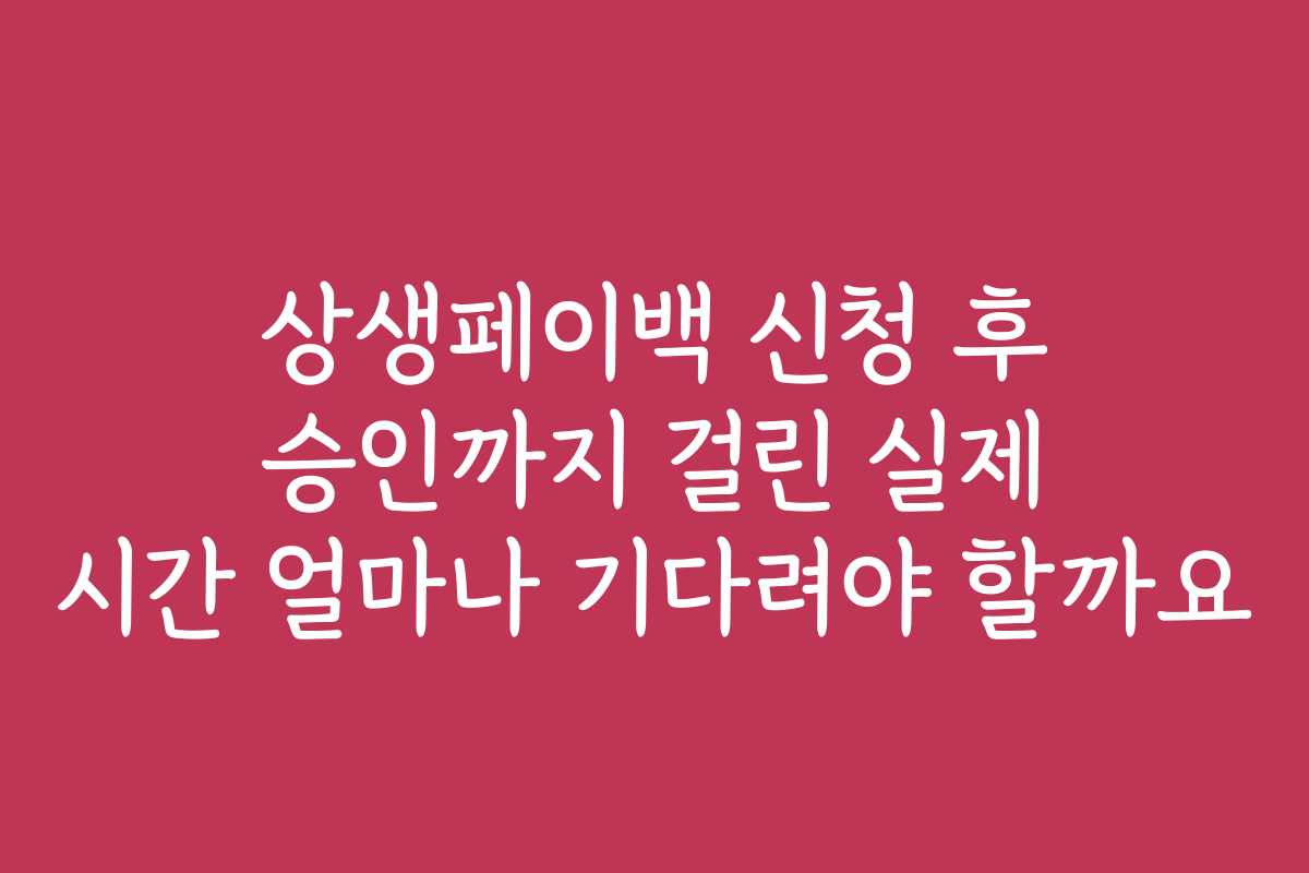 상생페이백 신청 후 승인까지 걸린 실제 시간 얼마나 기다려야 할까요