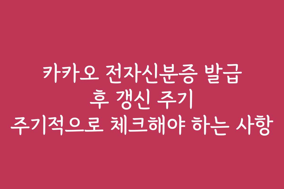 카카오 전자신분증 발급 후 갱신 주기 주기적으로 체크해야 하는 사항