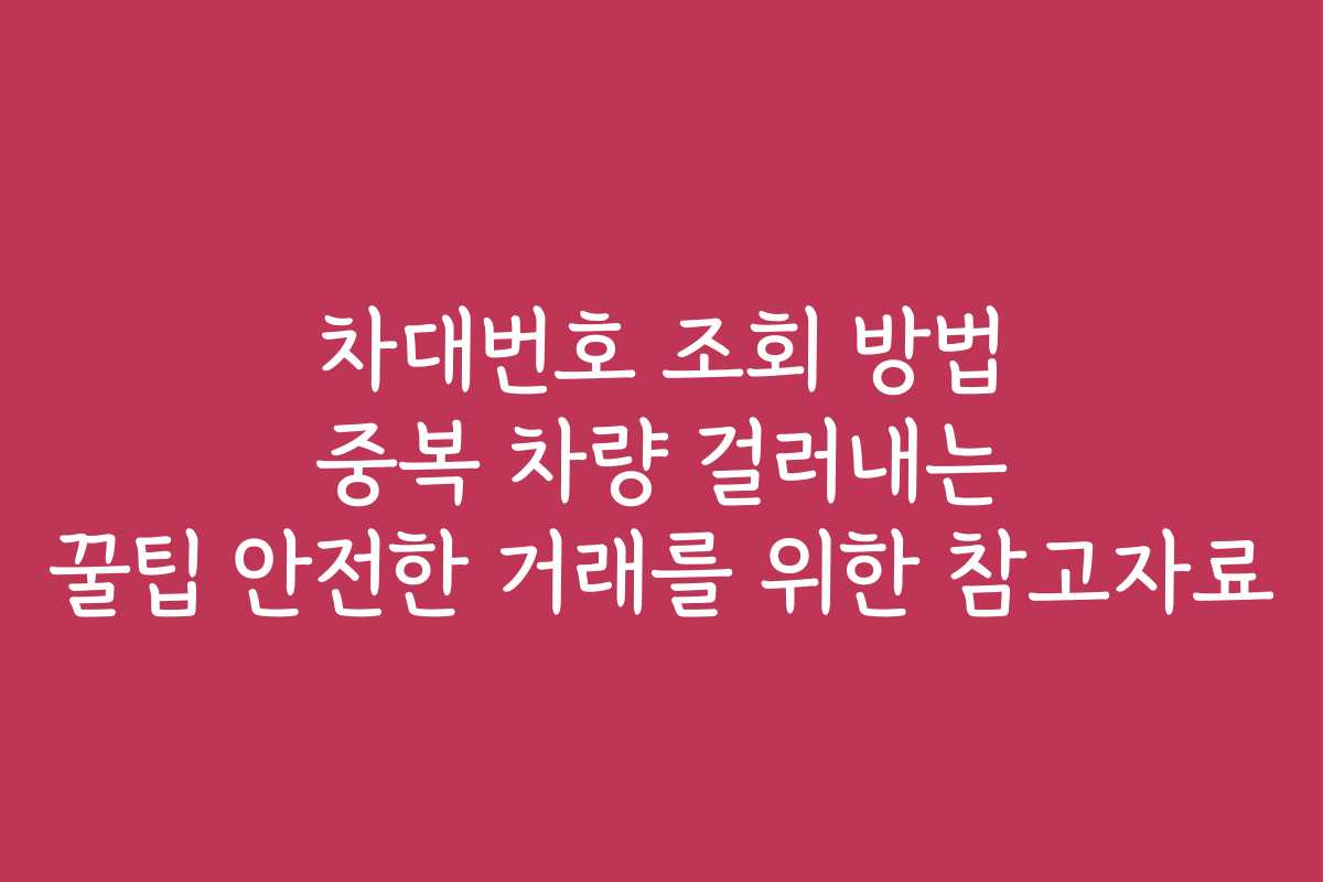차대번호 조회 방법 중복 차량 걸러내는 꿀팁 안전한 거래를 위한 참고자료