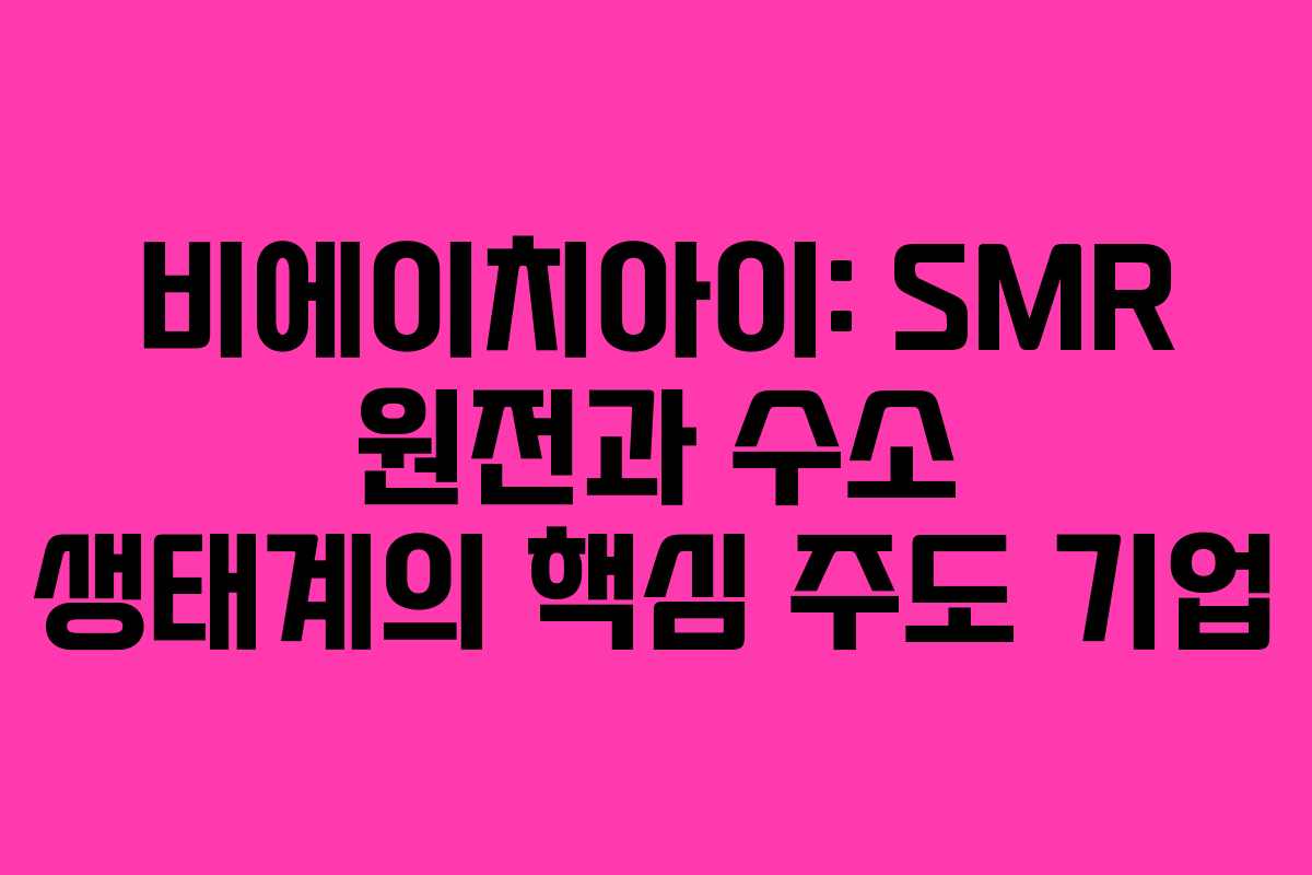 비에이치아이: SMR 원전과 수소 생태계의 핵심 주도 기업