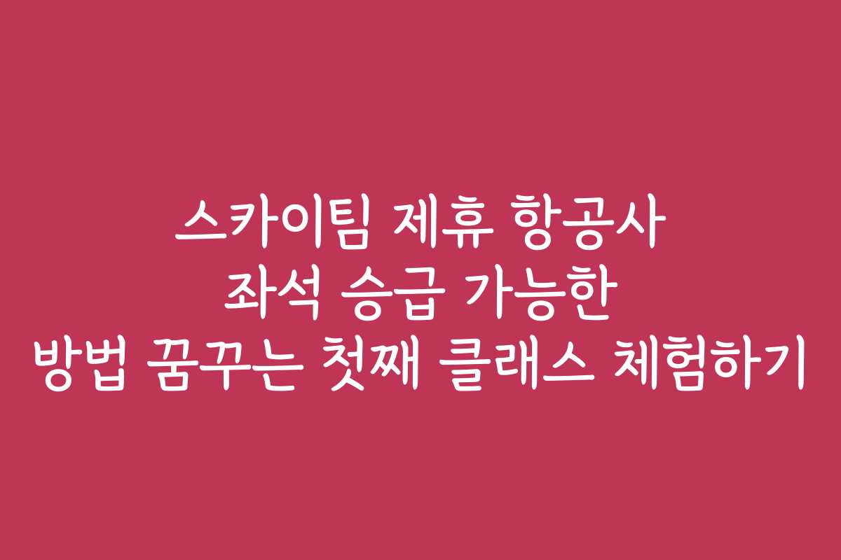 스카이팀 제휴 항공사 좌석 승급 가능한 방법 꿈꾸는 첫째 클래스 체험하기