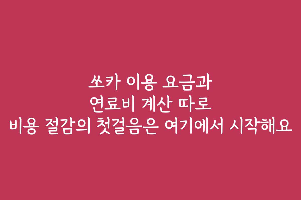 쏘카 이용 요금과 연료비 계산 따로 비용 절감의 첫걸음은 여기에서 시작해요