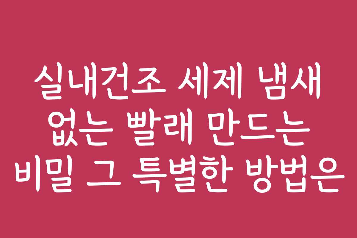 실내건조 세제 냄새 없는 빨래 만드는 비밀 그 특별한 방법은