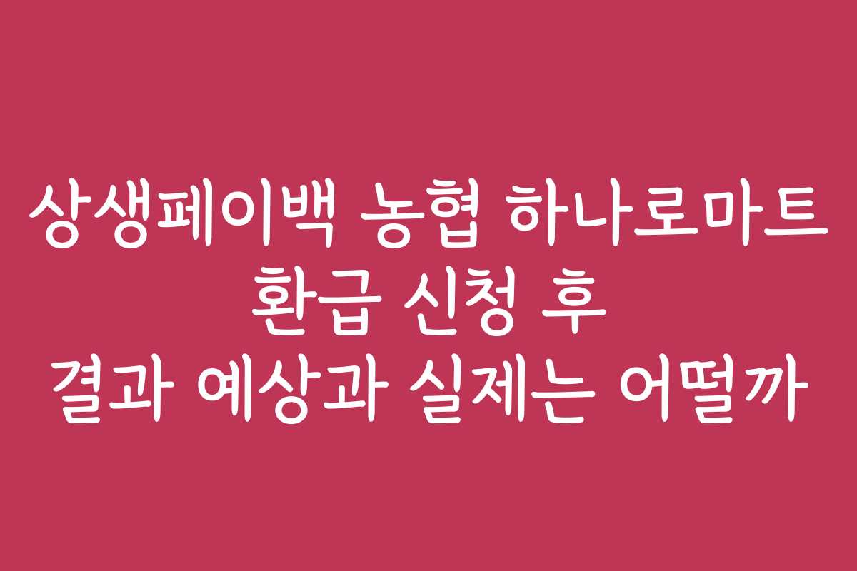 상생페이백 농협 하나로마트 환급 신청 후 결과 예상과 실제는 어떨까