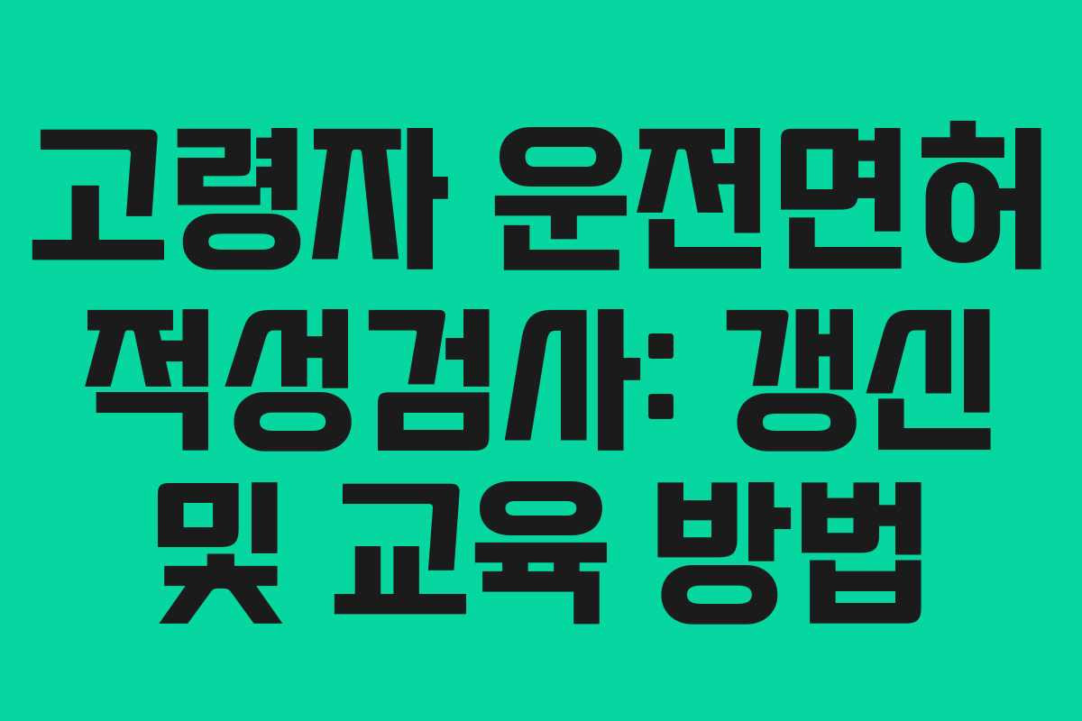 고령자 운전면허 적성검사: 갱신 및 교육 방법