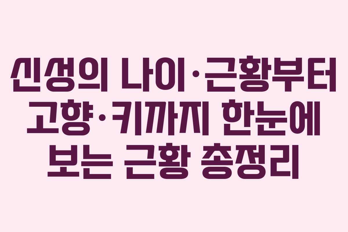 신성의 나이·근황부터 고향·키까지 한눈에 보는 근황 총정리