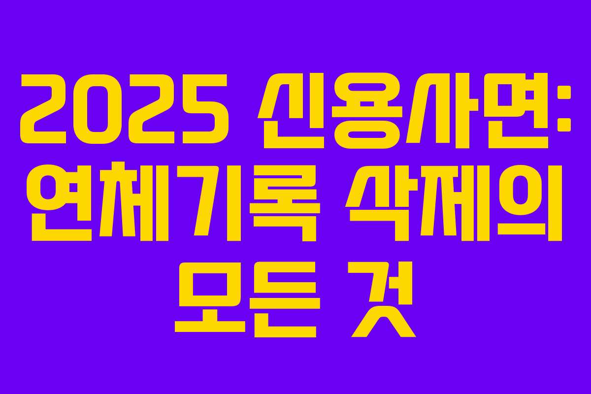 2025 신용사면: 연체기록 삭제의 모든 것
