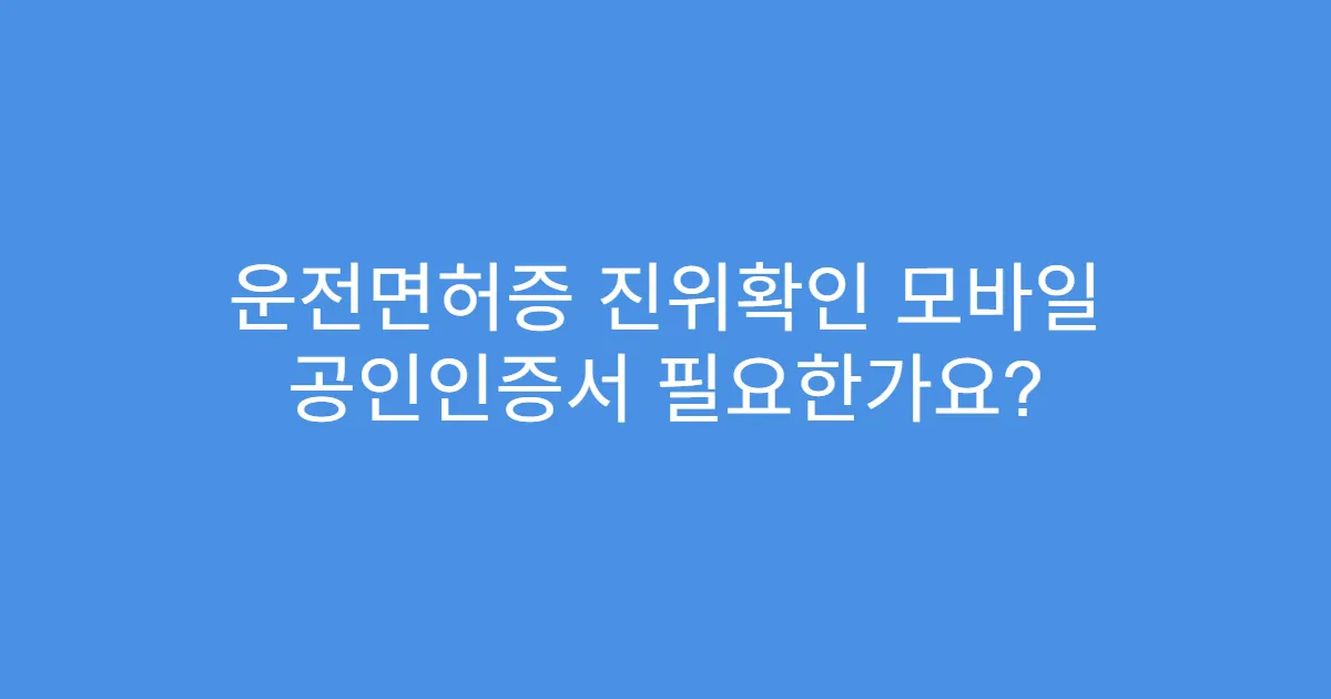 운전면허증 진위확인 모바일 공인인증서 필요한가요?