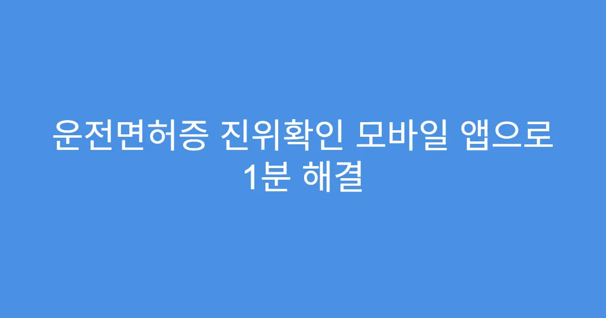 운전면허증 진위확인 모바일 앱으로 1분 해결