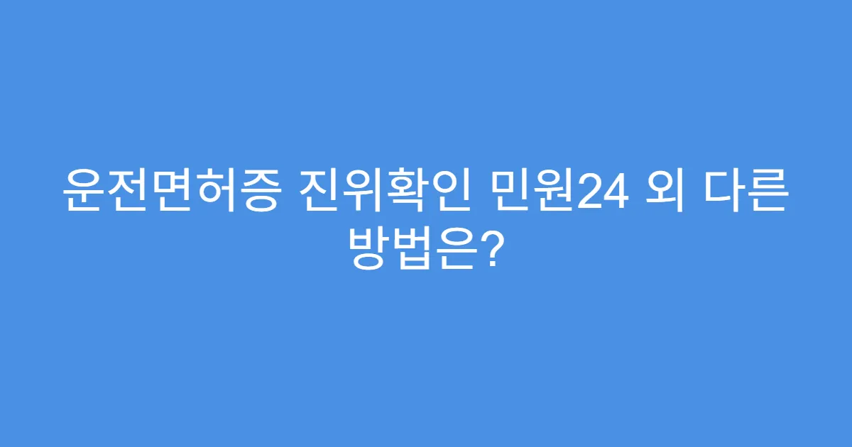 운전면허증 진위확인 민원24 외 다른 방법은?