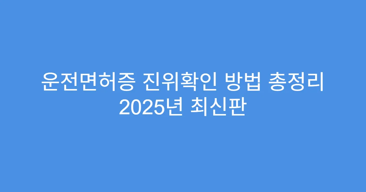 운전면허증 진위확인 방법 총정리 2025년 최신판