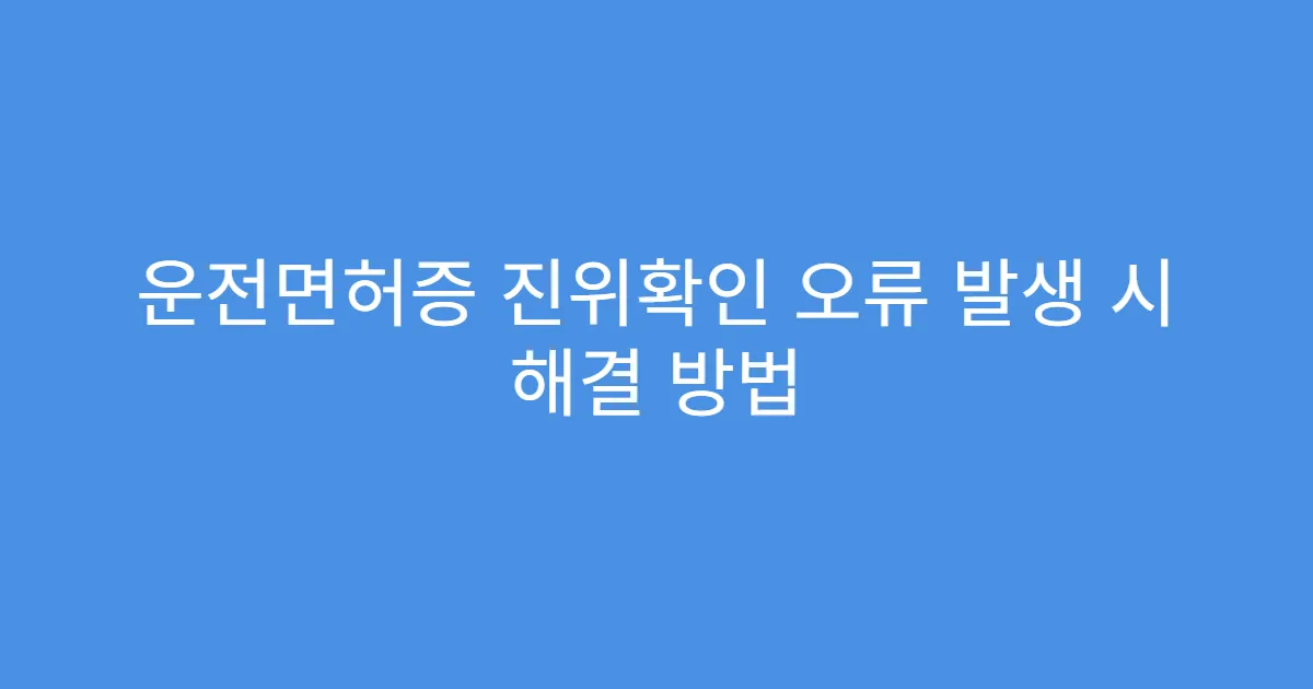 운전면허증 진위확인 오류 발생 시 해결 방법