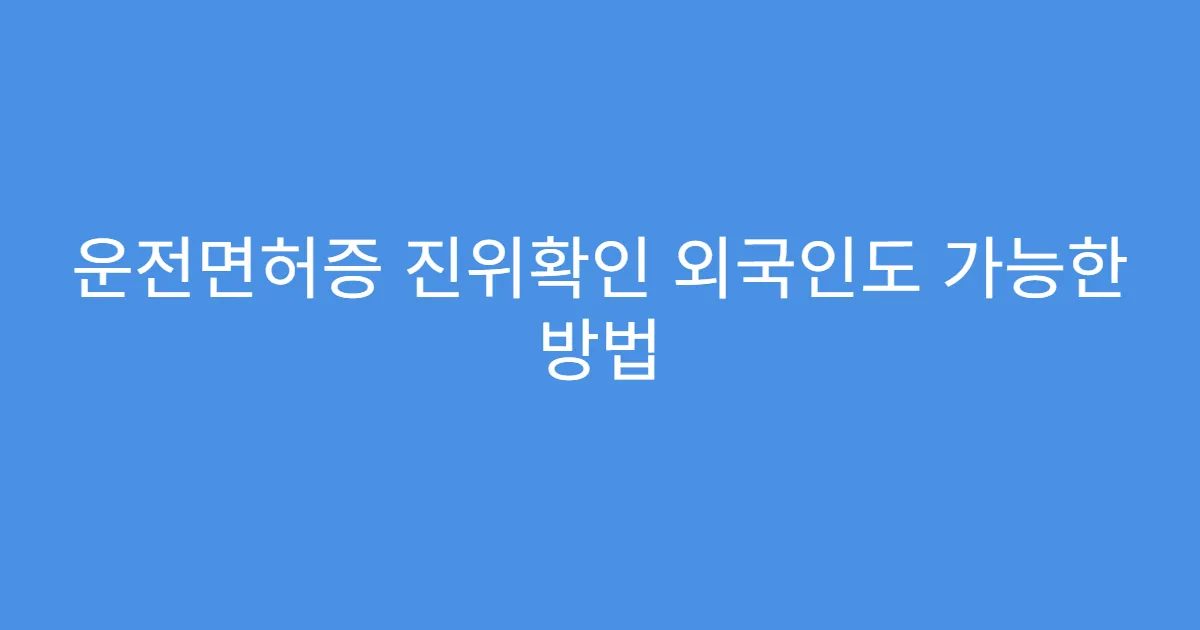 운전면허증 진위확인 외국인도 가능한 방법