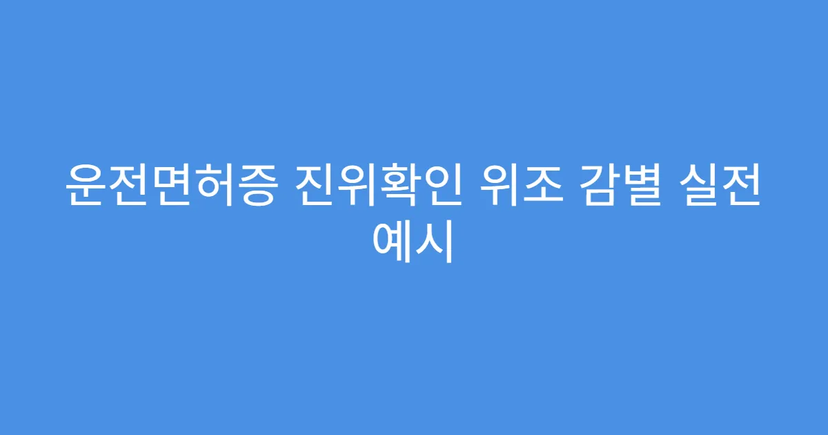 운전면허증 진위확인 위조 감별 실전 예시