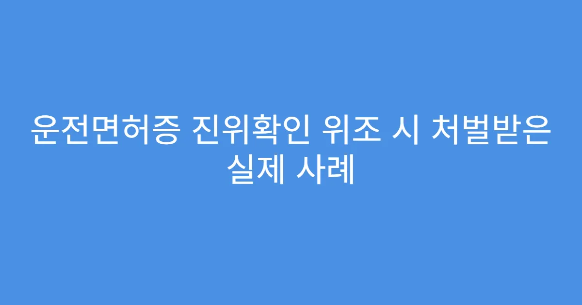 운전면허증 진위확인 위조 시 처벌받은 실제 사례