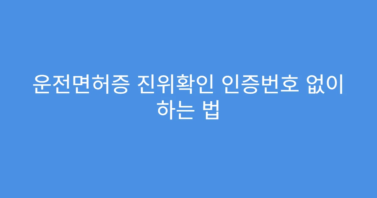 운전면허증 진위확인 인증번호 없이 하는 법